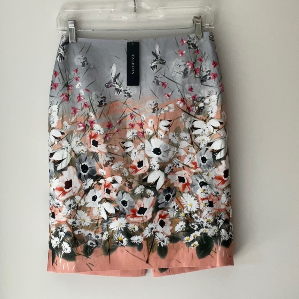 Talbots Floral Hummingbird Print Skirt NWT